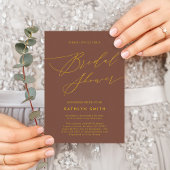 Terracotta Elegante Script Modernes Brautparty Einladungspostkarte