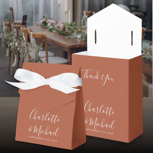 Terracotta Elegante Script Wedding Geschenkschachtel