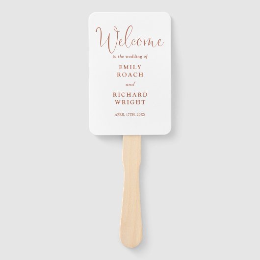 Terracotta Elegante Script Wedding Program Fächer (Vorderseite)