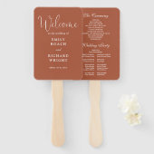 Terracotta Elegante Script Wedding Program Fächer (Vorne und Hinten)
