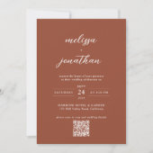 Terracotta Elegantes Foto QR Code UAwg & Wedding Einladung (Vorderseite)