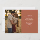 Terracotta Elegantes Herz-Script Foto Hochzeit Save The Date (Rückseite)