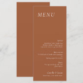 Terracotta elegantes Wedelmenü Menükarte (Vorne/Hinten)