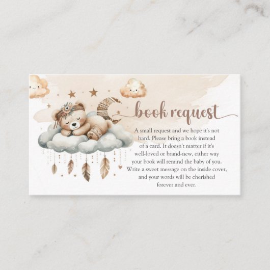 Terracotta Elfenbeinwolke: Neun Babybärenbuchanfra Begleitkarte (Vorderseite)