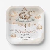 Terracotta-Elfenbeinwolke: neun Teddybären Pappteller (Vorderseite)