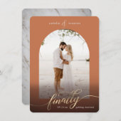 Terracotta Endlich Erlangung von Verheiratung & Fo Save The Date (Vorne/Hinten)