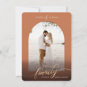 Terracotta Endlich Erlangung von Verheiratung & Fo Save The Date (Vorderseite)