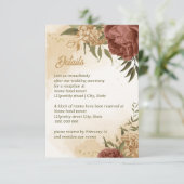 Terracotta Erden Ton Blumengrün Hochzeit Begleitkarte (Stehend Vorderseite)