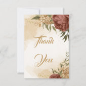 Terracotta Erden Ton Blumengrün Hochzeit Dankeskarte (Vorderseite)