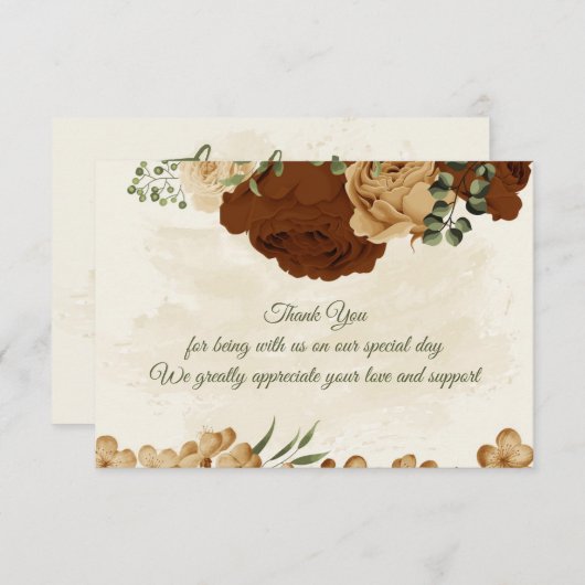 Terracotta Erden Ton Blumengrün Hochzeit Dankeskarte (Vorne/Hinten)