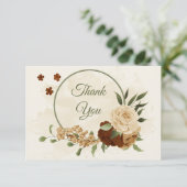 Terracotta Erden Ton Blumengrün Hochzeit Dankeskarte (Stehend Vorderseite)