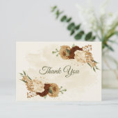 Terracotta Erden Ton Blumengrün Hochzeit Dankeskarte (Stehend Vorderseite)