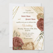 Terracotta Erden Ton Blumengrün Hochzeit Einladung (Vorderseite)