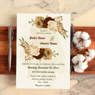 Terracotta Erden Ton Blumengrün Hochzeit Einladung