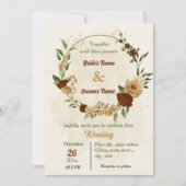 Terracotta Erden Ton Blumengrün Hochzeit Einladung (Vorderseite)