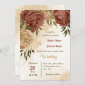 Terracotta Erden Ton Blumengrün Hochzeit Einladung (Vorne/Hinten)