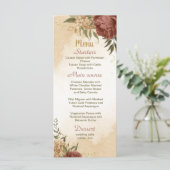 Terracotta Erden Ton Blumengrün Hochzeit Menükarte (Stehend Vorderseite)