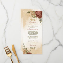Terracotta Erden Ton Blumengrün Hochzeit Menükarte