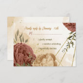 Terracotta Erden Ton Blumengrün Hochzeit RSVP Karte (Vorne/Hinten)