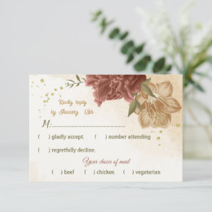 Terracotta Erden Ton Blumengrün Hochzeit RSVP Karte