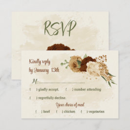 Terracotta Erden Ton Blumengrün Hochzeit RSVP Karte