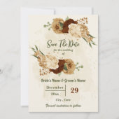 Terracotta Erden Ton Blumengrün Hochzeit Save The Date (Vorderseite)