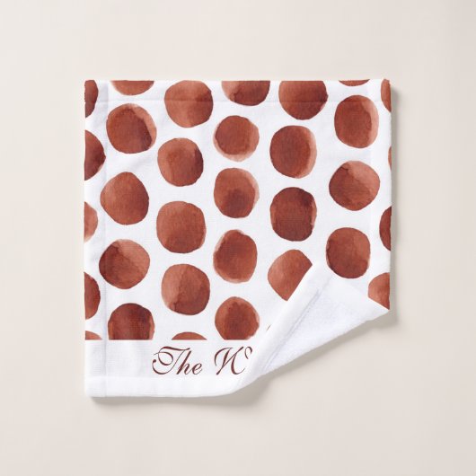 Terracotta Erdthy Tone Hand bemalt Dots Muster Badhandtuch Set (Waschlappen)