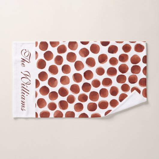 Terracotta Erdthy Tone Hand bemalt Dots Muster Badhandtuch Set (Handtuch)