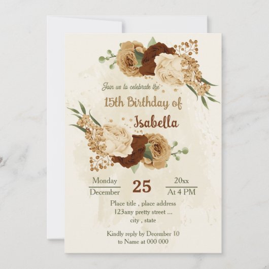 Terracotta-Erdton Blumengeburt Einladung (Vorderseite)