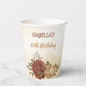 Terracotta-Erdton Blumengrün Pappbecher (Rückseite)