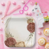 Terracotta-Erdton Blumengrün Pappteller (Party)