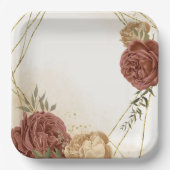 Terracotta-Erdton Blumengrün Pappteller (Vorderseite)