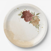 Terracotta-Erdton Blumengrün Pappteller (Vorderseite)