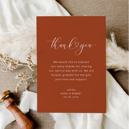 Terracotta Erdton Hochzeit danke Karte