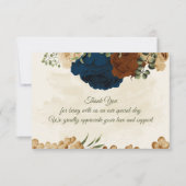 Terracotta-Erdtonnavy Blumengrün Hochzeit Dankeskarte (Vorderseite)