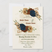 Terracotta-Erdtonnavy Blumengrün Hochzeit Einladung