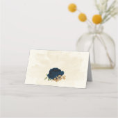 Terracotta-Erdtonnavy Blumengrün Hochzeit Platzkarte (Rückseite)