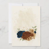 Terracotta-Erdtonnavy Blumengrün Hochzeit Save The Date (Rückseite)