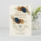 Terracotta-Erdtonnavy-Brautparty Einladung (Stehend Vorderseite)