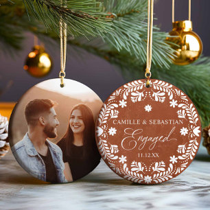 Terracotta Erster Weihnachtsmarkt Verlobung Foto Keramik Ornament