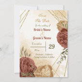 Terracotta erthy florale Vegetation Save The Date (Vorderseite)