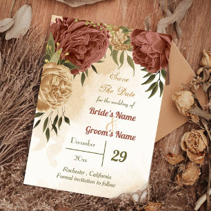Terracotta erthy florale Vegetation Save The Date