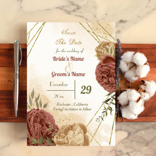 Terracotta erthy florale Vegetation Save The Date
