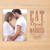 Terracotta essen Drink und Verheiratetes Foto Acryleinladungen (Vorderseite)
