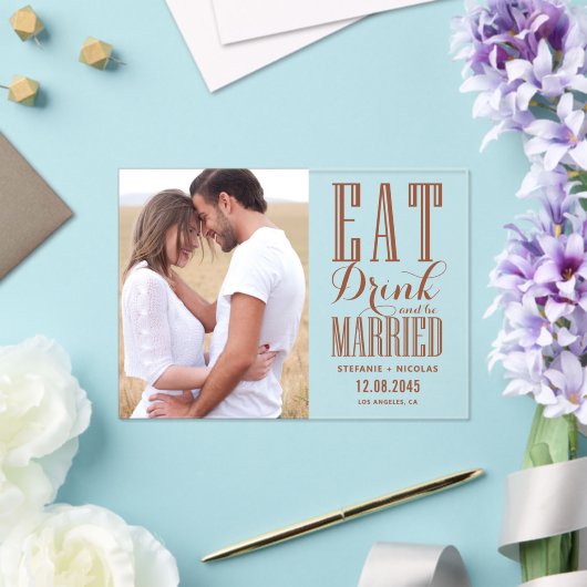 Terracotta essen Drink und Verheiratetes Foto Acryleinladungen (In Situ (Hochzeit))