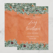 Terracotta Eucalyptus Burgundy Orange Floral Einladung (Vorne/Hinten)