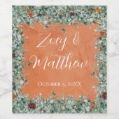 Terracotta Eucalyptus Burgundy Orange Floral Weinetikett (Einzelnes Label)