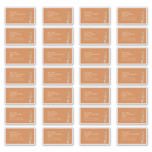 Terracotta Eucalyptus Deko Guest Address Label (Vorderseite)