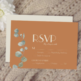 Terracotta Eucalyptus Deko Hochzeit RSVP Karte