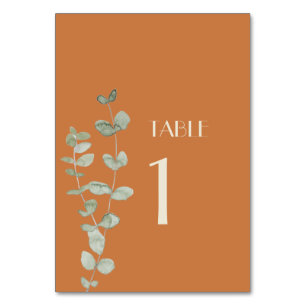 Terracotta Eucalyptus Deko Tischnummern unterzeich